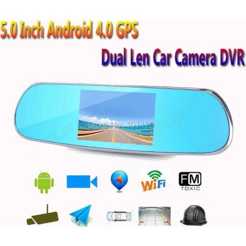 2018 new High Quality 5 Inch Android DVR WIFI Night Visoin Maps Cam Video Recorder Dual Lens Mirror for most car