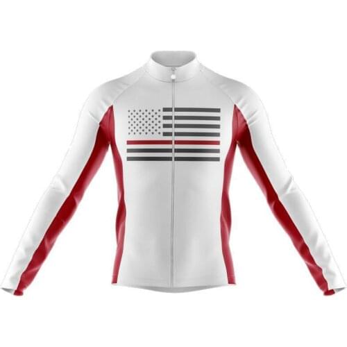 New Long Sleeve Men Cycling Jersey USA Flag Style Bike Wear Jersey WINTER FLEECE & THIN Cycling Clothing MTB Ropa Ciclismo