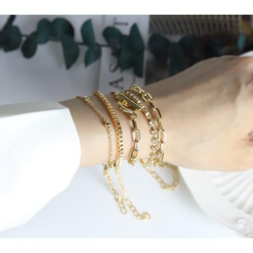European and American Style New Simple Punk Multi-layer Bracelet Chain Circle Chain Retro 5-piece Set of Bracelet Jewelry