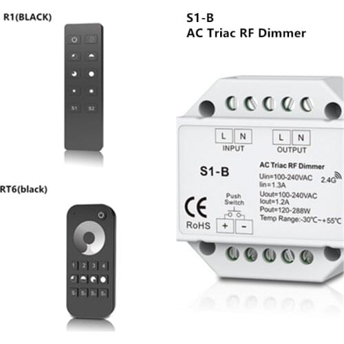 New S1-B AC100-240V AC Triac RF Dimmer Output RF2.4G Remote Controller R1 RT6 led remote for SS-B S1-B AC Triac RF Dim