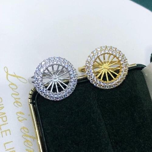 925 Sterling Silver Adjustable Free Size Ring Settings Findings Mountings Parts for Pearl Corals Jade Crystal, 5pcs/lot