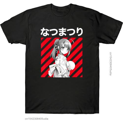 Manga Yandere Kawaii Japanese Anime Funny Mens T-Shirts Cotton Black Tees Men Harajuku Ullzang T-Shirts Funny Print Tshirt