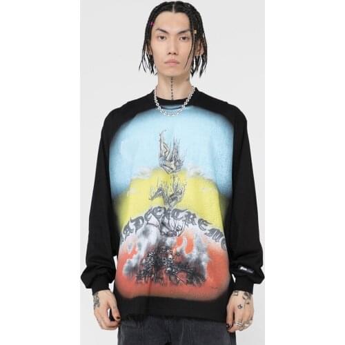 Harajuku Hip Hop Men Sweatshirt Gothic Horror Skull Print Oversize Men And Women Punk High Street Hipster Pullover Streetwear