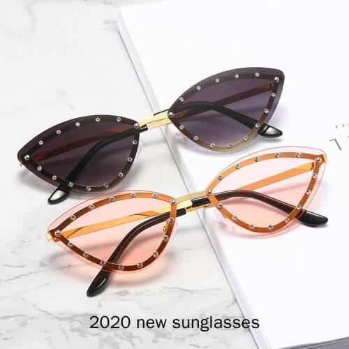 Unique Candy Color Rimless Rivets Sunglasses For Women Luxury Brand Red Blue Cool Sun Glasses Female Party Shades NX