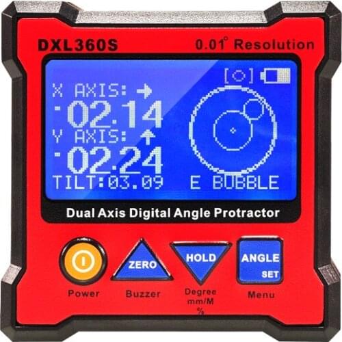Level with Magnetic Angle Meter Angle Box High Precision Dual-axis Digital Display Inclinometer DXL360S