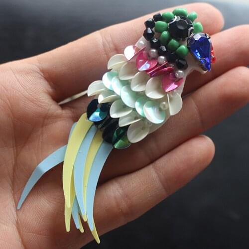 1Pcs Beaded Sequins Bird Patch for Clothing Sewing on Beading Applique Sequined Patch for Jackets Shoes Bags Jeans DIY Appliques