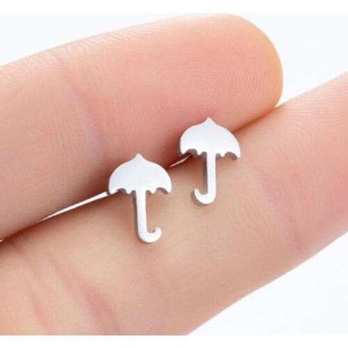 SMJEL Stainless Steel Umbrella Earrings for Women Kids Metal Trendy Cute Fashion Earrings Simple Umbrella Studs