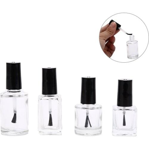 10ml/15ml Nail Polish Glass Bottle Empty With A Lid Brush Empty Cosmetic Containers Nail Glass Bottles With Brush Transparent
