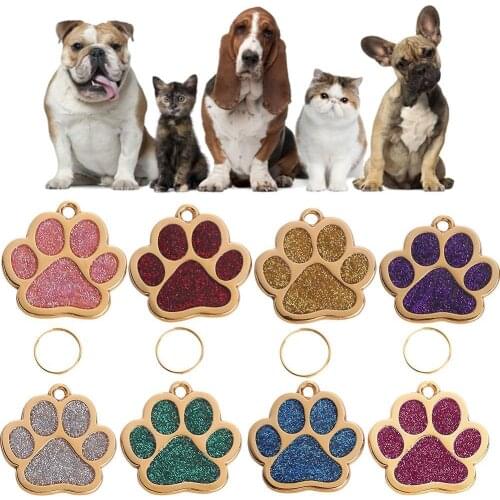 10Pcs Pet Dog Cat ID Tag Claw Shaped Collar Pendant Key Ring Holder Bag Decor Zinc alloy antique gold metal dog tag collar decor
