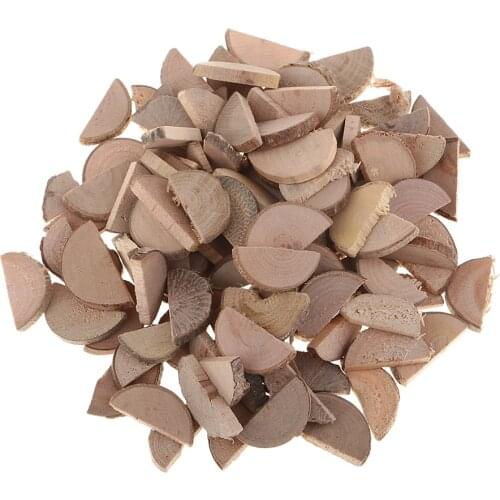 100pcs 15x2mm mini natural wood slices, wood slabs, rustic tree bark slice for country wedding decor, centerpiece, vase filler