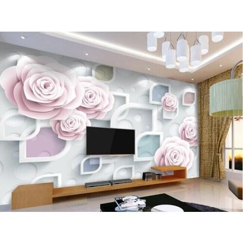 Custom 3D wallpaper, pink rose murals for the living room bedroom TV background wall vinyl papel de parede