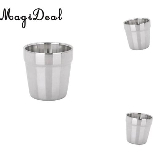 3x 180ml Modern Stainless Steel Cups Pint Cup Coffee Beer Mug Kids Tumbler