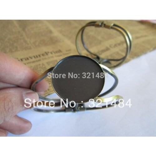50pcs Antique Bronze Round 30mm Bezel Bracelet Blanks, Cuff Bangles
