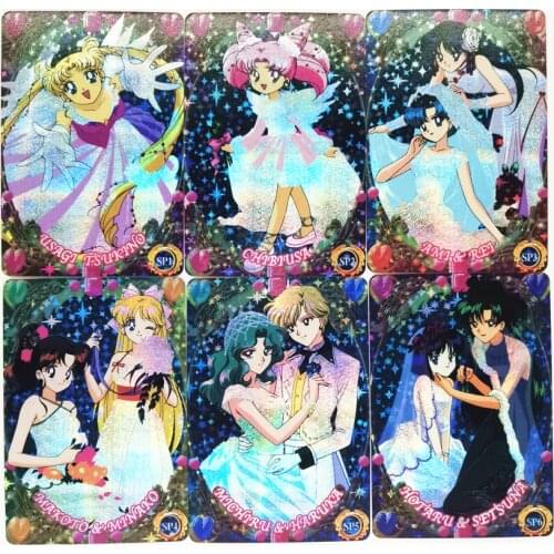 6pcs/set Sailor Moon Refractive process Toys Hobbies Hobby Collectibles Game Collection Anime Cards