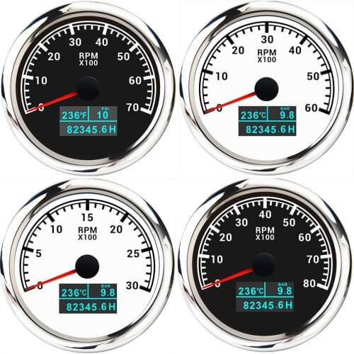 85MM 3 In 1 Tachometer 3000 4000 6000 8000 RPM Tacho Meter With Hourmeter Water Temp Oil Pressure Gauge 12V 24V