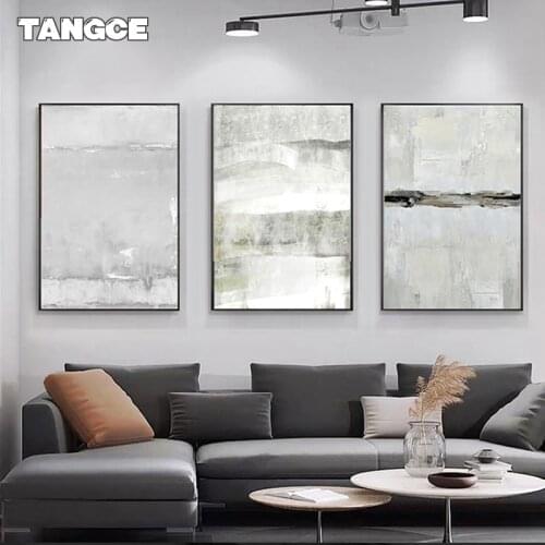 Abstract Minimalism Grey Paint Canvas Painting Nordic Posters and Prints Wall Pictures Living Room Bedroom Decor Modern Wall Art