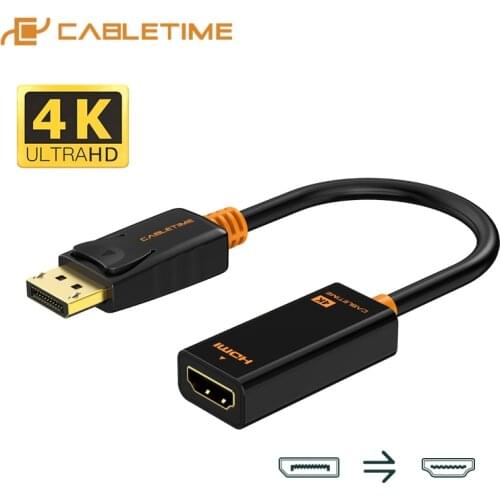 CABLETIME HDMI Adapter 4K Displayport DP to HDMI Adapter 1080P Display Port Cable Converter For PC Laptop HDMI Cable Adapter 076