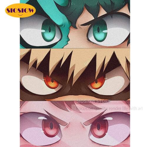 DIY Diamond Painting My Hero Academia Cute Eyes Cross Stitch Kits Japanese Anime 5d Embroidery Full Square Picture Handmade Gift