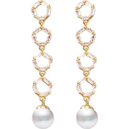 Bettyue Fashion Cubic Zircon Pentagon Shape Dazzling Long Earring For Women Attend Banquet First Choice Eye-catching Dress Up