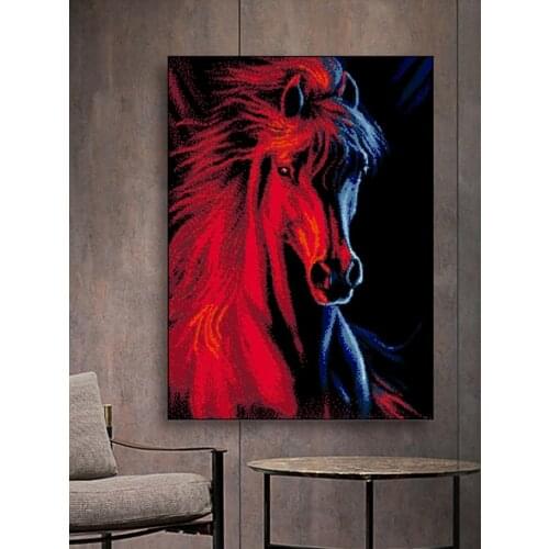 Black Cloth of Ice and Fire Cross Their Animals Horse Decoration 11 ct14ct18ct Manual Embroidery Cotton Material Package