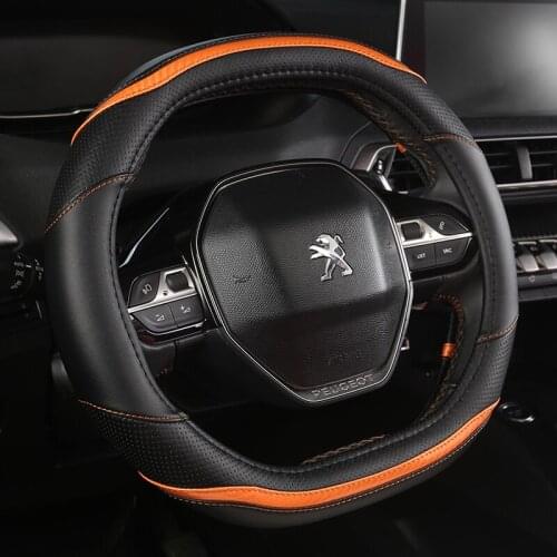 For Peugeot 208 2020years e208 2020year Car Steering Wheel Cover Carbon Fibre + PU Leather Auto Accessories interior Coche