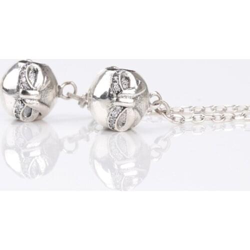 Hot Sale 100% 925 Sterling Silver Beautiful Bow Safety Chain Charm Fit Original Beads Bracelet Jewelry