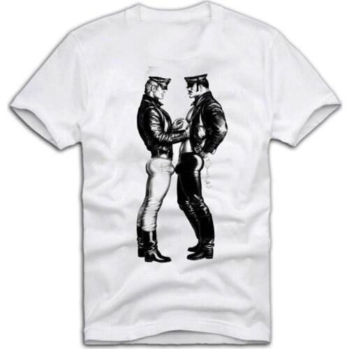 T Shirt Gay Pride Vintage Tom Cops Finland Lgbt Rainbow Fashion Men Short Sleeve Funny Men Cotton Tees Streetwear
