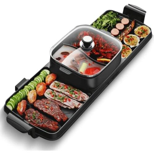 Hot Pot Grilling One Pot Large-capacity Shabu-shabu Pan Korean Barbecue Pot Separable Electric Oven Barbecue Tray Electric Grill