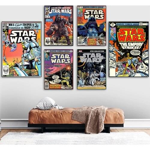 Disney Characters Comics Canvas Paintings Classic Star Wars Movie Print Poster Wall Art Picture for Kids Room Decoration Cuadros