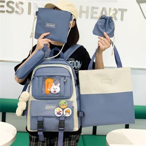 4 piece suit Childrens School Backpack Cute Womens Backpack Student Bookbag School Bags For teens Girls mochilas 2021 50