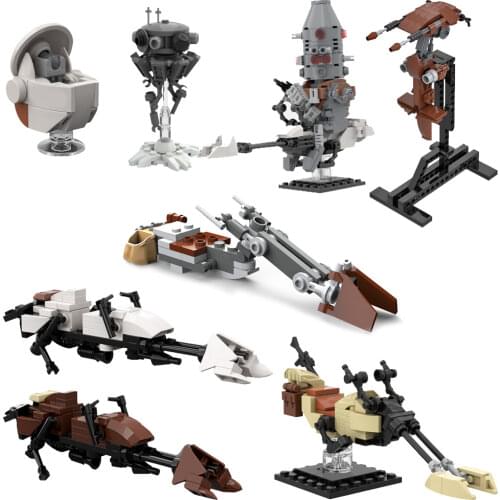 MOC Star Movie Probe military weapon Robot Speeder Bike Building Blocks Model Assembly Bricks Construction Toys Kids Gifts