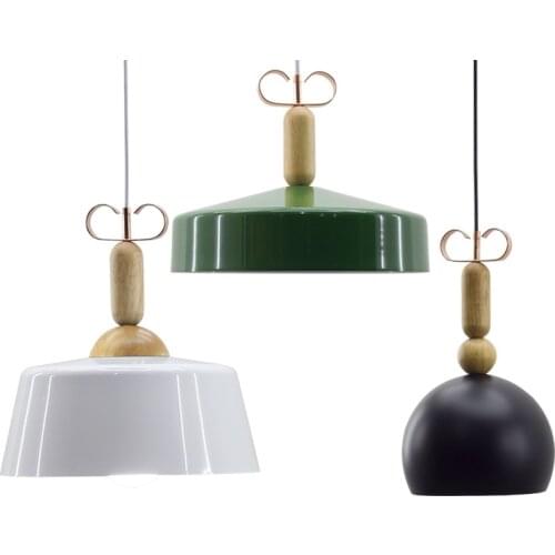 Nordic postmodern simple lights creative restaurant bar table lamp solid wood aluminum cover Chandelier lamps fixtures