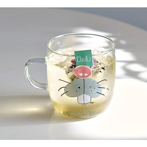 Creative Shiba Inu Glass Coffee Mug 320ml Cute Squirrel Tea Mug Elk Tea Cup Heat Resistant Glass Beer Mug Coffee Cup Dropship