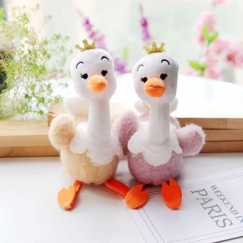 Nice Crown Ostrich KeyChains Pendants Kawaii Plush Toys Bird Schoolbag Cartoon Comic Anime Model Doll Holiday Gifts Stuffed Toy