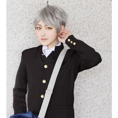 NEW High quality Sugawara Koushi Cosplay Wig Haikyuu!! Costume Play Wigs short gray Halloween Costumes Hair free shipping