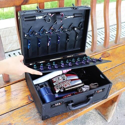 Hairdressing Suitcase Hairdresser Portable Toolbox Barber Password Toolbox Hairdressing Scissors Oil Tip Toolbox Storage Box