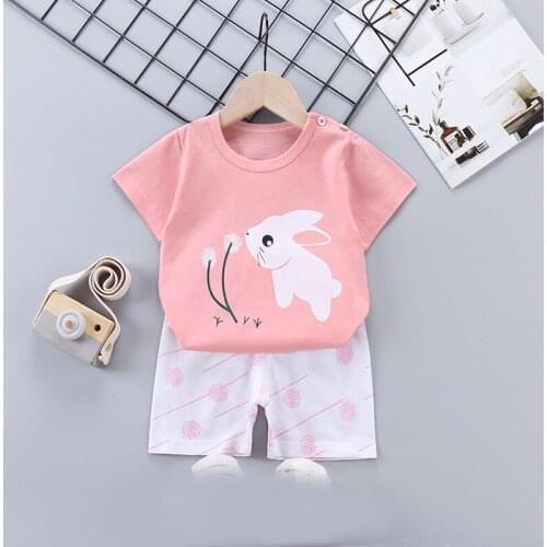 Baby Kids Pajamas Set Summer Children Short Sleeve Cotton Sleepwear Girls Cartoon Pyjamas Infantil Home Clothing Boys Nightwear