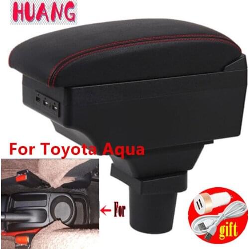For Toyota Aqua Armrest For Toyota Aqua Prius C Interior Parts special Retrofit Car Armrest Center Storage box with USB LED