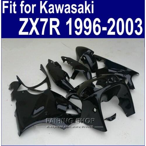 All Black painted Fairings For Kawasaki ninja ZX7R 1996 1997 1998 2002 2003 ( Custom free ) 96 01 02 03 Fairing kit a35