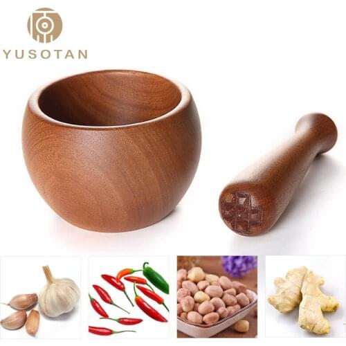 Garlic masher home kitchen manual wooden pressed garlic mashed medicine pot complementary food pepper grinder