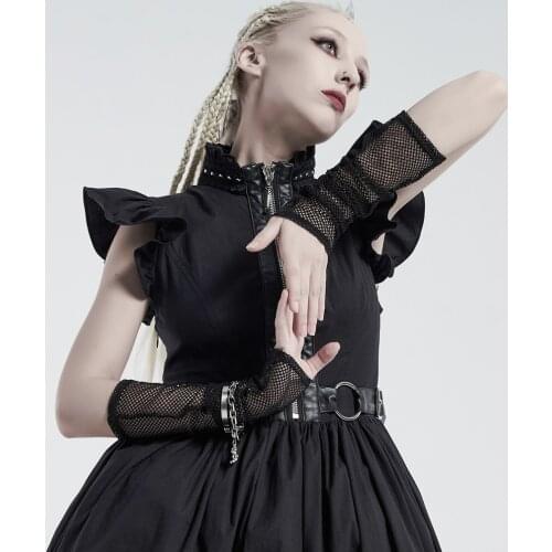 PUNKRAVE Womens Punk Stretch Rhombus Mesh Long Gloves Simple Style Fashion Daily Casual Gloves