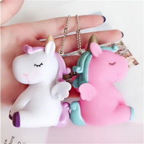 Pvc Rainbow Animal Unicorn Keychain For Men Women Bag Ornament Phone Key Chain Keyring Bag Decoration Keyrings