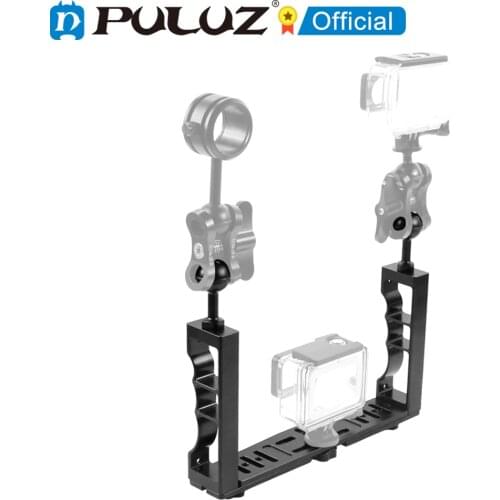 PULUZ Adjustable Diving Dual Hand-held CNC Aluminum Lamp Arm Holder for Diving Underwater Photography System