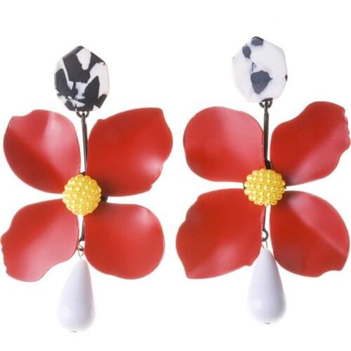 Most Popular Jewelry Accessories Bohemia 6 Colors Alloy Flower Shape Drop Earrings for Women