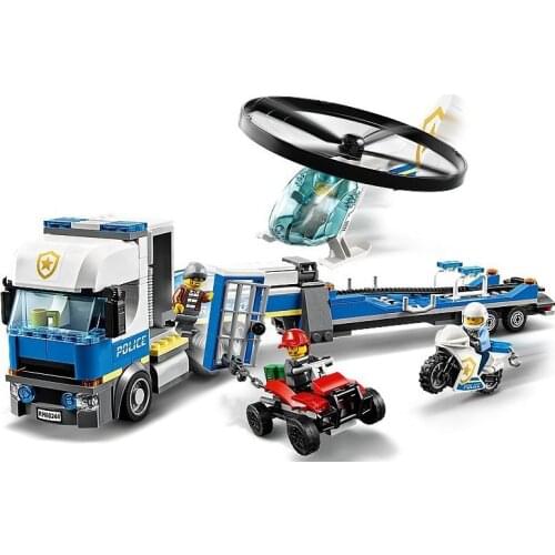 11531 City Series City Police Helicopter Transporter 60244 Building Block Toy Gifts