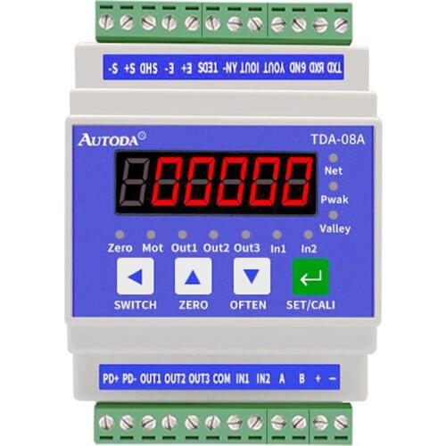 TDA-08A rail high-precision weighing sensor transmitter weight transmitter module 485 communication Analog output: 0~10V, 0~20mA
