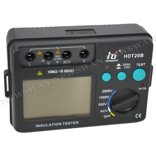 New LCD Backlight Insulation Tester Professional HD HDT20B Insulation Resistance Tester Meter Megohmmeter Voltmeter 2500V
