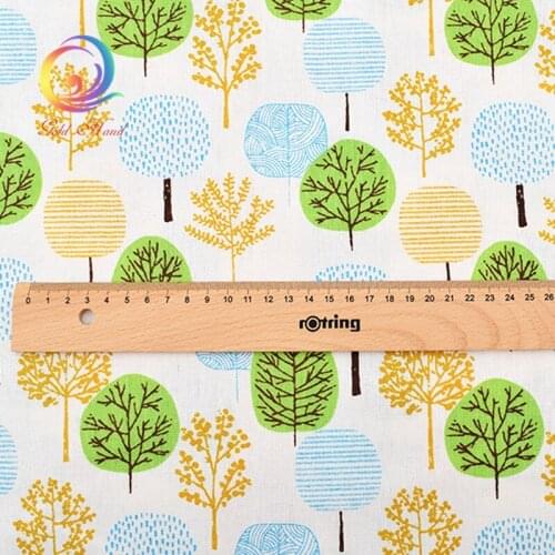 Haisen,Tree Printed Cotton Linen Fabric For Quilting,Sewing,Sofa,Curtain,Bag,Cushion,Furniture Cover Decoration Half Meter Cloth