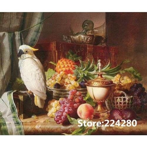 Needlework,for embroidery,DIY 14CT Unprinted Art Cross stitch kit,Parrot Fruits Restaurant Cross-Stitching home decor crafts