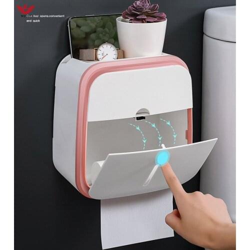 Wetips Wall Mounted Bathroom Roll Paper Box with Drawer Waterproof Plastic Paper Holder Tissue Rack Toilet Paper Holder